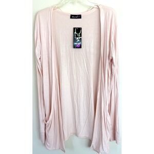 Why Not Cardigan Women M Light Pink Long Sleeve Lightweight Open Pocket NWT Flaw